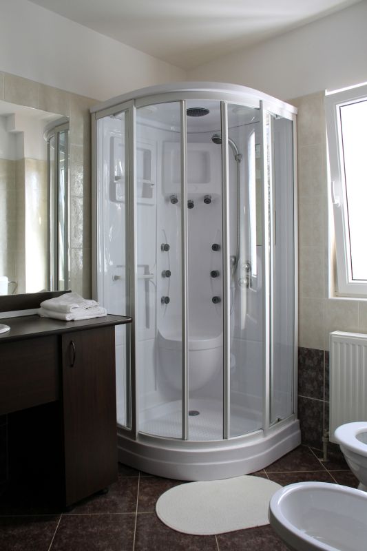 Shower with Rain Head and Clear Glass
